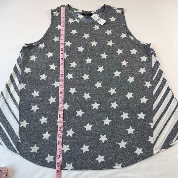 Lane Bryant Gray Lightweight Tan Top Stars and stripes Women's size 18/20 NWT - Picture 5 of 6